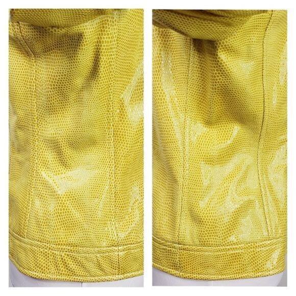Vtg Escada Yellow Lamb Leather Jacket Women S M 36 Quiet Luxury Modern Sleek - Picture 11 of 16